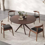 PexFix Table de salle à manger et de cuisine ronde en bois massif de 47,2 po pour 4 à 6 personnes, tables de salle à manger modernes de style ferme pour dînette ou restaurant, noyer