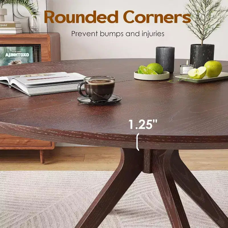 PexFix Table de salle à manger et de cuisine ronde en bois massif de 47,2 po pour 4 à 6 personnes, tables de salle à manger modernes de style ferme pour dînette ou restaurant, noyer
