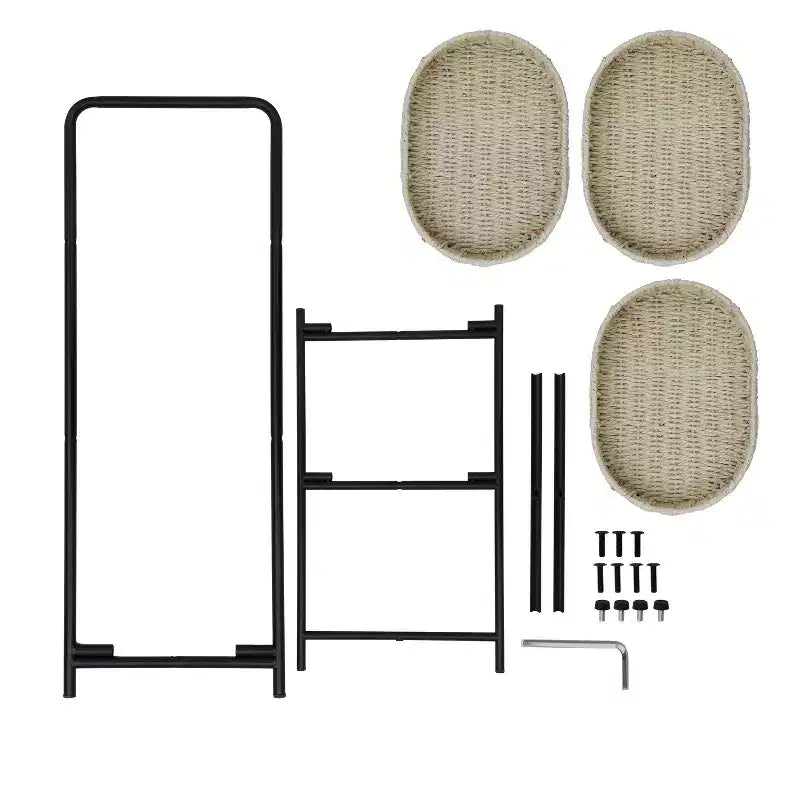 MAYEERTY Table d'appoint ovale à 3 niveaux avec paniers tressés en corde de papier, étagères de rangement pour salon et cuisine, couleur naturelle