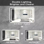 Miroir de Salle de Bain LED avec Lumières, Miroir de Maquillage Éclairage Avant et Arrière, Intensité Variable en Continu, Anti-Buée, 4 Températures de Couleur, Conception Anti-Éclats