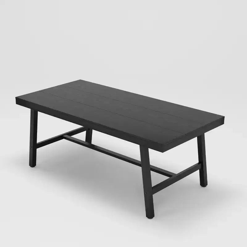 Table à manger industrielle pour 6-8 personnes, table de cuisine en bois de 180 cm de long avec cadre métallique robuste et finition noire – 6 places, comptoir rectangulaire pour le dîner