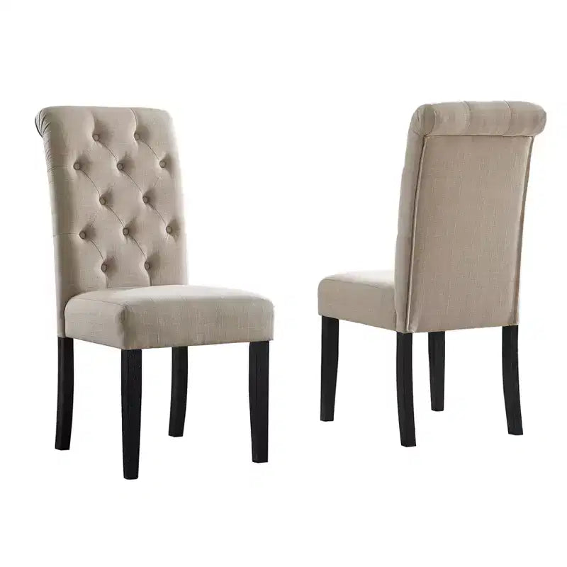 Okak Chaises de salle à manger modernes en bois massif avec dossier capitonné de luxe, lot de 2, chaises d'appoint rembourrées pour salon/salle à manger