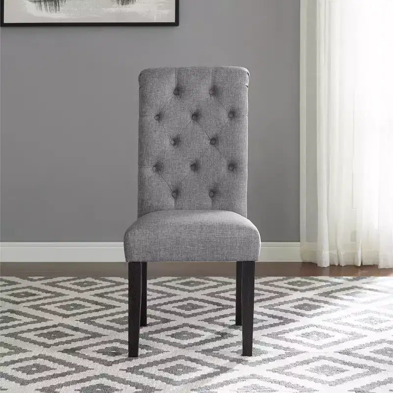 Okak Chaises de salle à manger modernes en bois massif avec dossier capitonné de luxe, lot de 2, chaises d'appoint rembourrées pour salon/salle à manger
