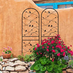 MAYEERTY Lot de 2 treillis de jardin en métal 180 x 50 cm, antirouille, support pour plantes grimpantes, noir, pour extérieur