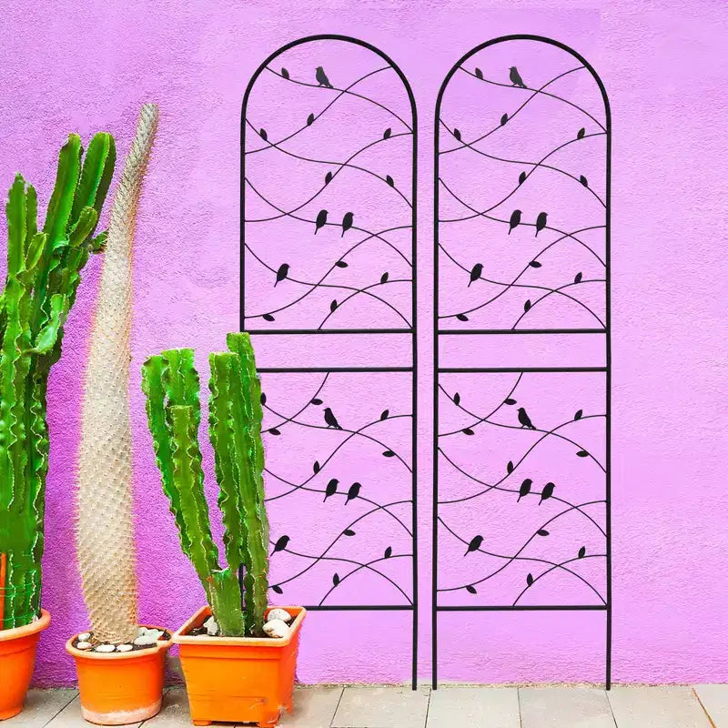 MAYEERTY Lot de 2 treillis de jardin en métal 180 x 50 cm, antirouille, support pour plantes grimpantes, noir, pour extérieur