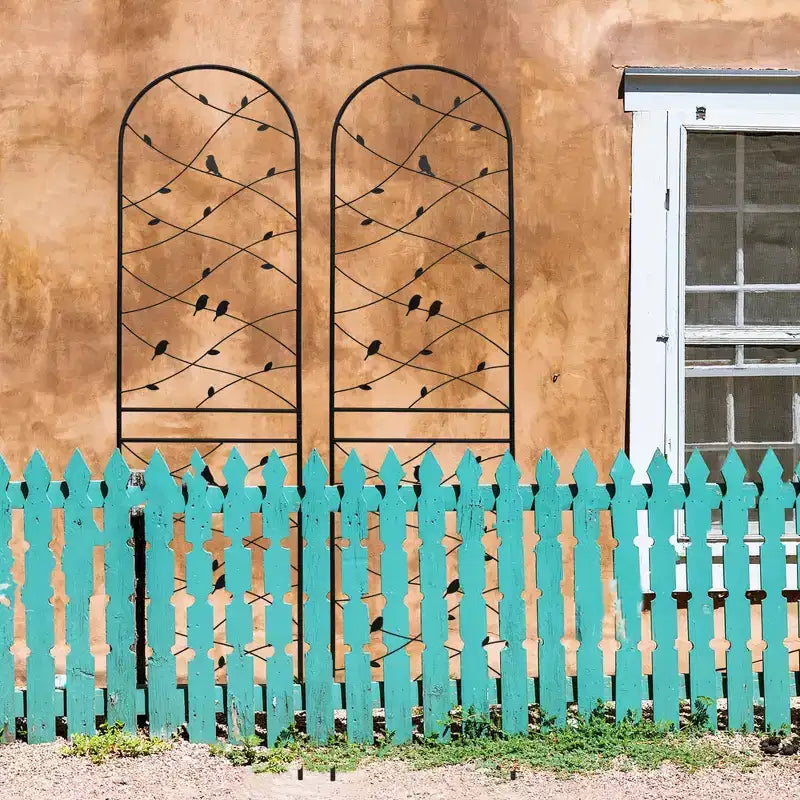 MAYEERTY Lot de 2 treillis de jardin en métal 180 x 50 cm, antirouille, support pour plantes grimpantes, noir, pour extérieur