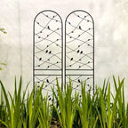 MAYEERTY Lot de 2 treillis de jardin en métal 180 x 50 cm, antirouille, support pour plantes grimpantes, noir, pour extérieur