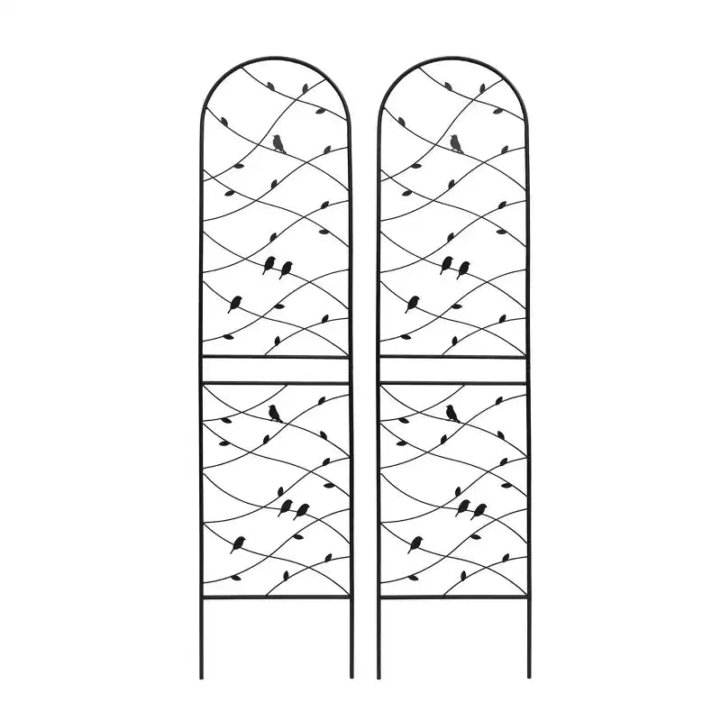 MAYEERTY Lot de 2 treillis de jardin en métal 180 x 50 cm, antirouille, support pour plantes grimpantes, noir, pour extérieur