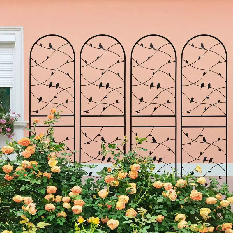 MAYEERTY Lot de 2 treillis de jardin en métal 180 x 50 cm, antirouille, support pour plantes grimpantes, noir, pour extérieur