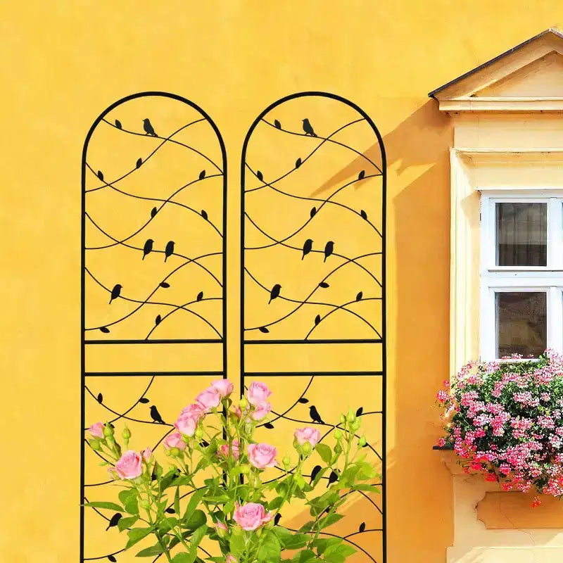 MAYEERTY Lot de 2 treillis de jardin en métal 180 x 50 cm, antirouille, support pour plantes grimpantes, noir, pour extérieur