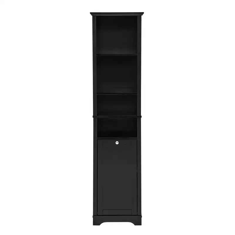 GDFStudio Helen Armoire de salle de bain moderne de 162 cm de haut avec étagères réglables, panier à linge et rangement de vêtements caché