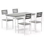Ensemble de salle à manger industriel moderne, combo table et 4 chaises 5 pièces, table de cuisine peu encombrante avec pieds en métal pour maisons et appartements