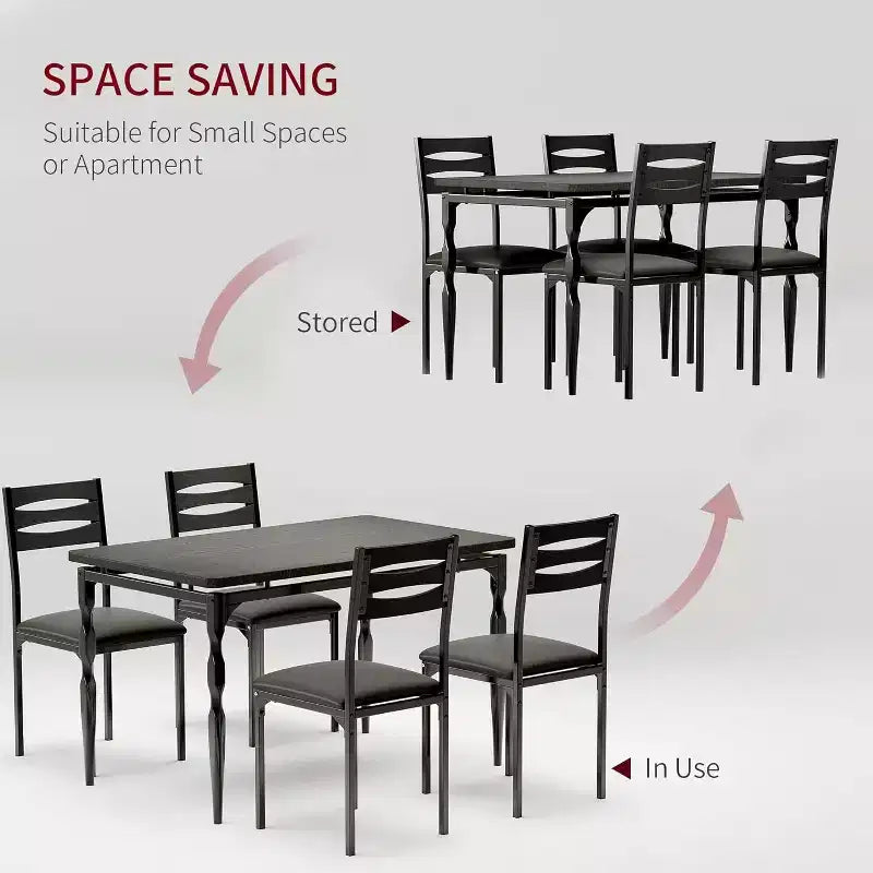 Ensemble de salle à manger industriel moderne, combo table et 4 chaises 5 pièces, table de cuisine peu encombrante avec pieds en métal pour maisons et appartements