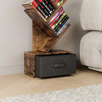 MAYEERTY Étagère bibliothèque 9 niveaux en forme d'arbre avec tiroir, Bibliothèque de rangement moderne, Étagère sur pied en forme d'arbre, Marron rustique, pour salon et chambre à coucher