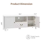 Meuble TV de style ferme pour téléviseurs jusqu'à 70 pouces, console multimédia avec tiroir à motif en V
