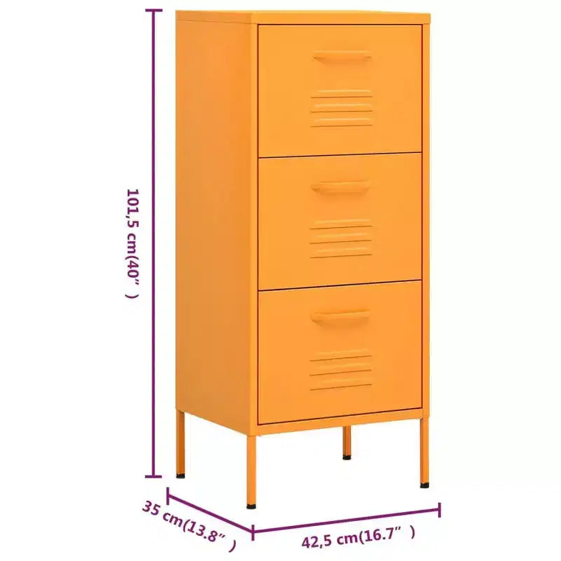 vidaXL Armoire de rangement Jaune moutarde 42,5 x 35 x 101,5 cm Acier