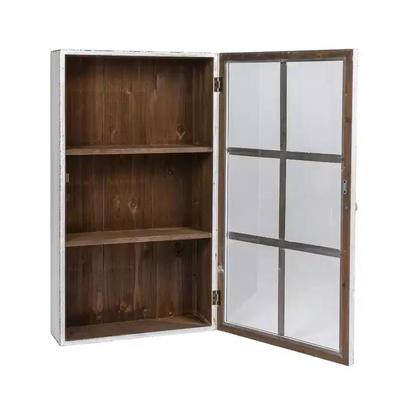 Storied Home Armoire murale en bois blanc antique avec 3 étagères