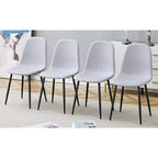 MAYEERTY Lot de 6 chaises de salle à manger confortables en lin et coton Gris clair avec dossier intégré Style moderne