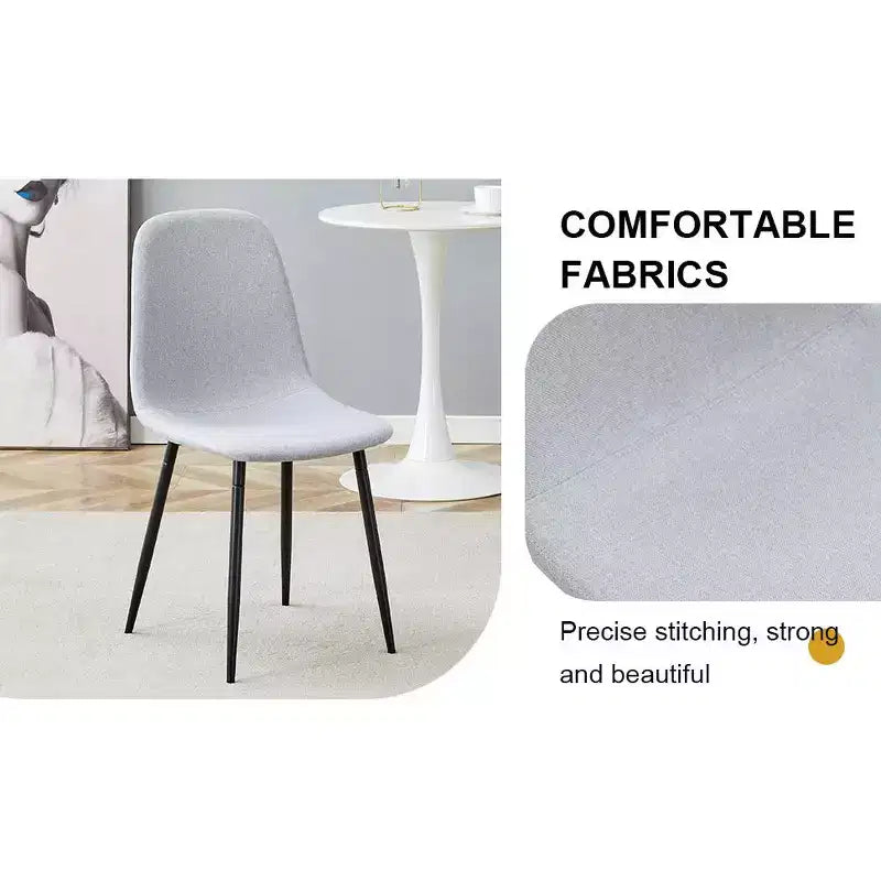 MAYEERTY Lot de 6 chaises de salle à manger confortables en lin et coton Gris clair avec dossier intégré Style moderne