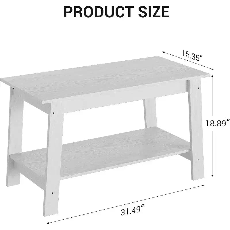 Table basse de ferme moderne avec étagère de rangement, table centrale rectangulaire à 2 niveaux en bois pour le salon et le bureau à domicile