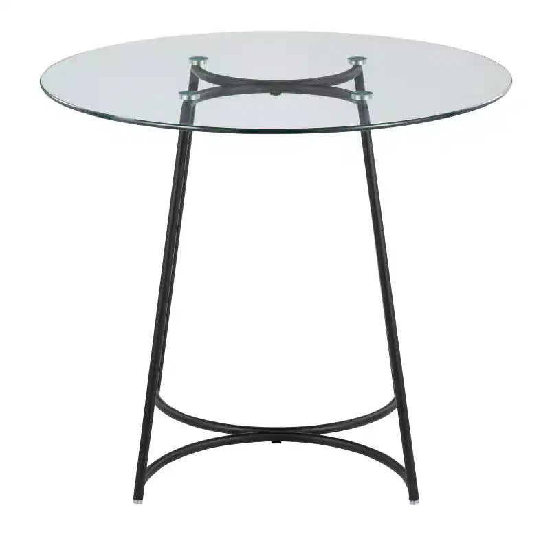 Table à manger ronde Okak Table de cuisine Table de salle à manger moderne avec plateau en verre transparent pour salle à manger