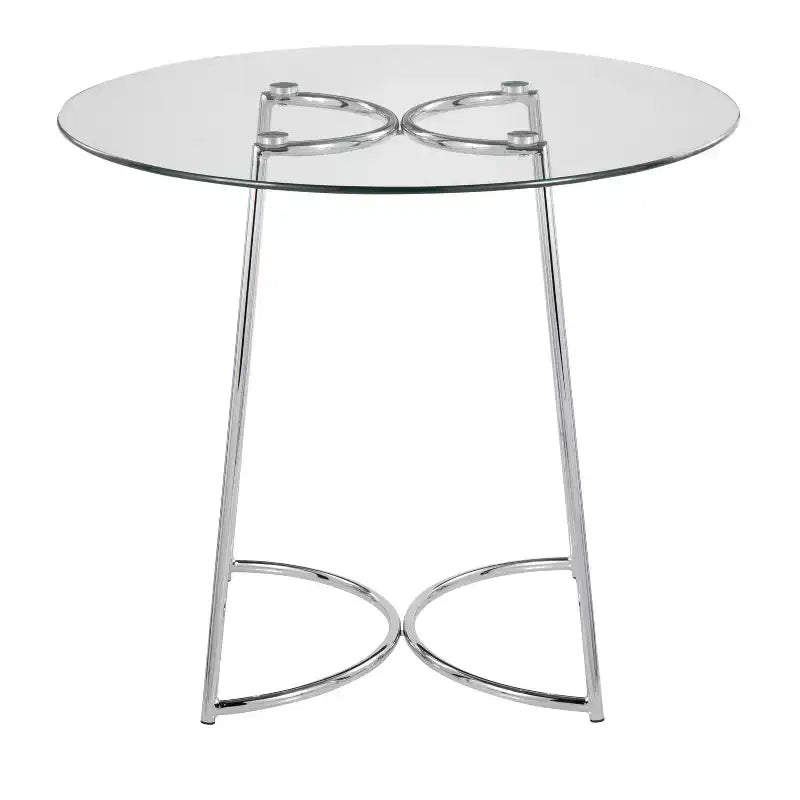 Table à manger ronde Okak Table de cuisine Table de salle à manger moderne avec plateau en verre transparent pour salle à manger