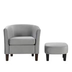 Fauteuil en velours avec pouf, fauteuil barillet moderne pour salon, chambre à coucher