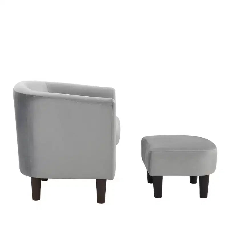 Fauteuil en velours avec pouf, fauteuil barillet moderne pour salon, chambre à coucher