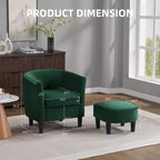 Fauteuil en velours avec pouf, fauteuil barillet moderne pour salon, chambre à coucher