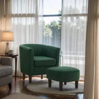 Fauteuil en velours avec pouf, fauteuil barillet moderne pour salon, chambre à coucher