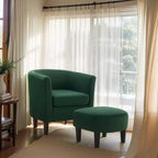 Fauteuil en velours avec pouf, fauteuil barillet moderne pour salon, chambre à coucher