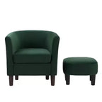 Fauteuil en velours avec pouf, fauteuil barillet moderne pour salon, chambre à coucher