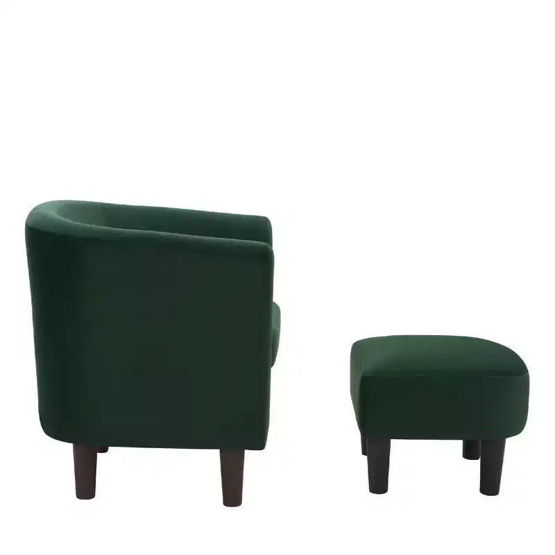 Fauteuil en velours avec pouf, fauteuil barillet moderne pour salon, chambre à coucher