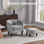 Fauteuil en velours avec pouf, fauteuil barillet moderne pour salon, chambre à coucher