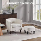 Fauteuil en velours avec pouf, fauteuil barillet moderne pour salon, chambre à coucher