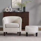 Fauteuil en velours avec pouf, fauteuil barillet moderne pour salon, chambre à coucher