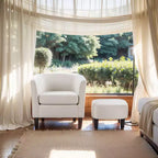 Fauteuil en velours avec pouf, fauteuil barillet moderne pour salon, chambre à coucher