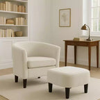 Fauteuil en velours avec pouf, fauteuil barillet moderne pour salon, chambre à coucher