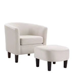 Fauteuil en velours avec pouf, fauteuil barillet moderne pour salon, chambre à coucher