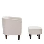 Fauteuil en velours avec pouf, fauteuil barillet moderne pour salon, chambre à coucher
