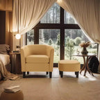 Fauteuil en velours avec pouf, fauteuil barillet moderne pour salon, chambre à coucher