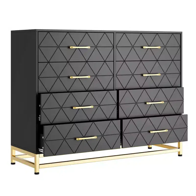 ??Commode noire 8 tiroirs pour chambre et dressing, meuble haut avec glissières à fermeture douce, kit anti-basculement | Organisateur de rangement compact de 91,9 cm de haut ?