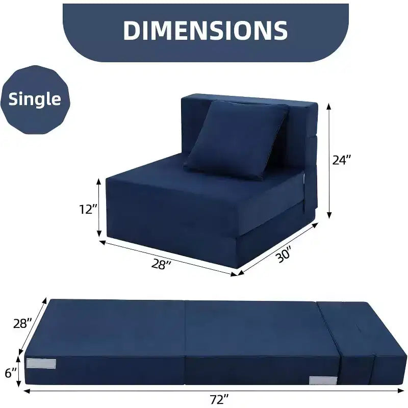 Matelas de canapé pliant Acekool, fauteuil-lit convertible en mousse à mémoire de forme avec oreiller, futon de sol en lin, taille unique pour salon