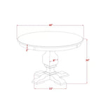 Ensemble de salle à manger 5 pièces HomeStock Belmont – Table de salle à manger à pied central et 4 chaises de salle à manger Parson dossier haut couleur sable clair – Finition noyer antique