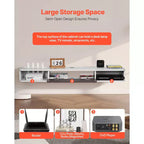 Meuble TV Flottant VEVOR, Centre de Divertissement Mural 55 pouces avec Trou de Câble, Étagère TV Flottante Moderne avec Armoire de Rangement, Blanc