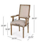 Chaises de salle à manger en bois rembourrées en tissu GDFStudio Ashlyn French Country (lot de 2)