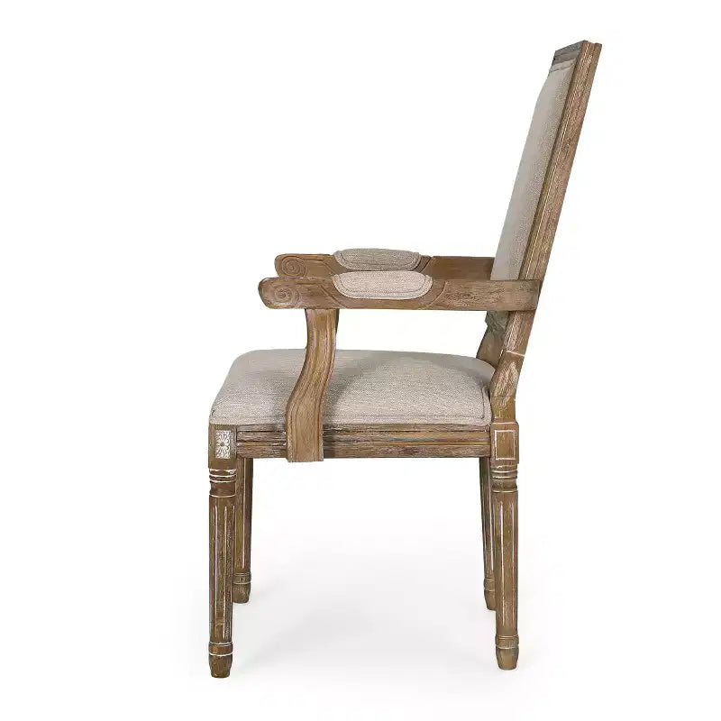 Chaises de salle à manger en bois rembourrées en tissu GDFStudio Ashlyn French Country (lot de 2)