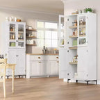 Meuble de rangement haut GustoWave de 180 cm, Armoire de cuisine/garde-manger 5 niveaux avec 4 portes et étagères réglables pour cuisine, salle à manger, salle de bain