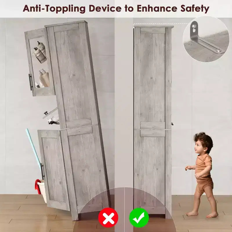 Élément de rangement haut et étroit de 170 cm avec portes vitrées et étagère réglable, armoire autoportante étroite