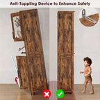 Élément de rangement haut et étroit de 170 cm avec portes vitrées et étagère réglable, armoire autoportante étroite